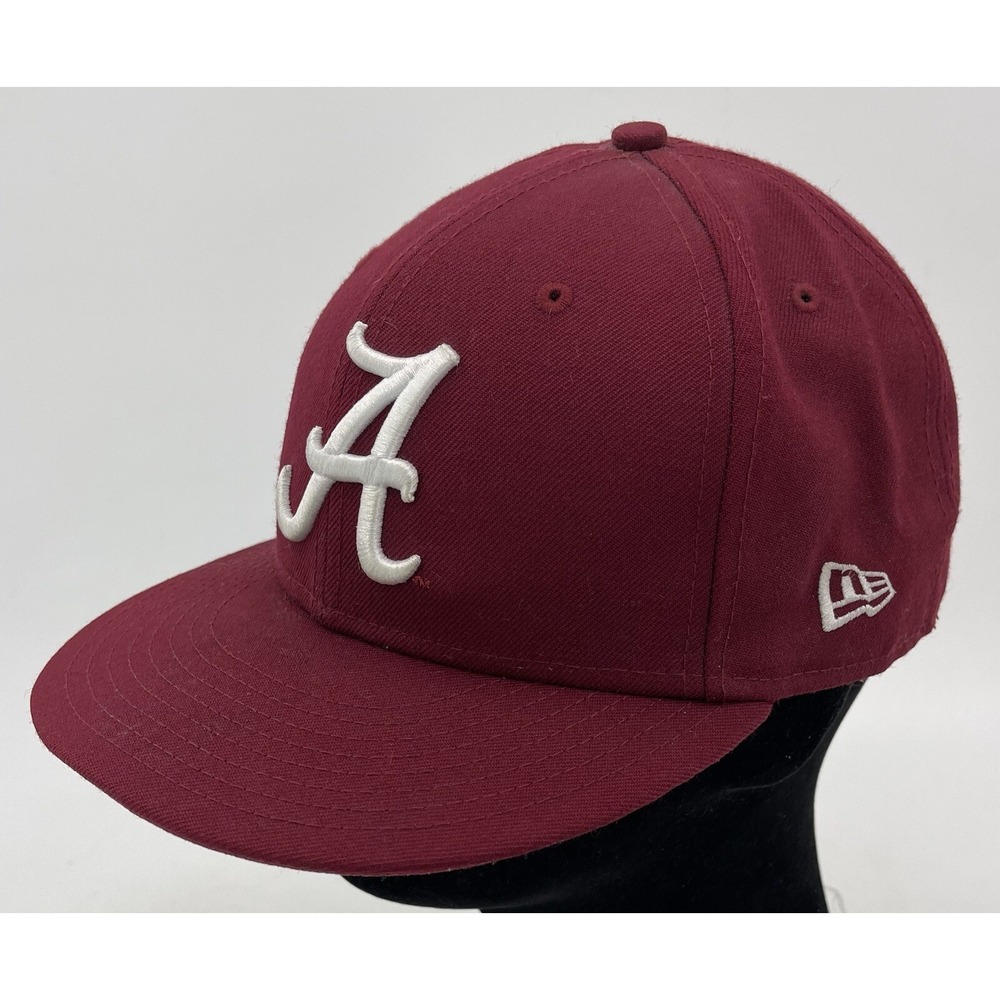 Crimson Tide BAMA Hat Fitted 7 1/2 Cap Black Spellout New Era 9fitty Crimson Red